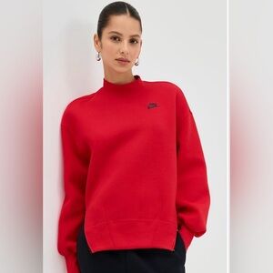 Women’s Nike Sportswear Tech Crew Red Sweatshirt NWT